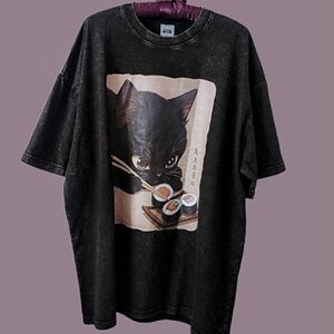 🥡Black Cat Sushi Cotton Tshirt